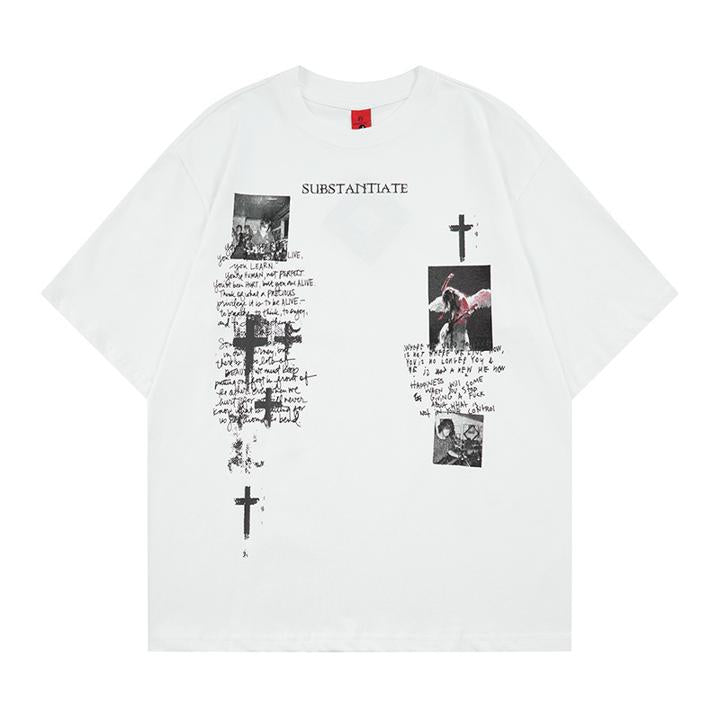 Washed and worn short sleeved T-shirt for men