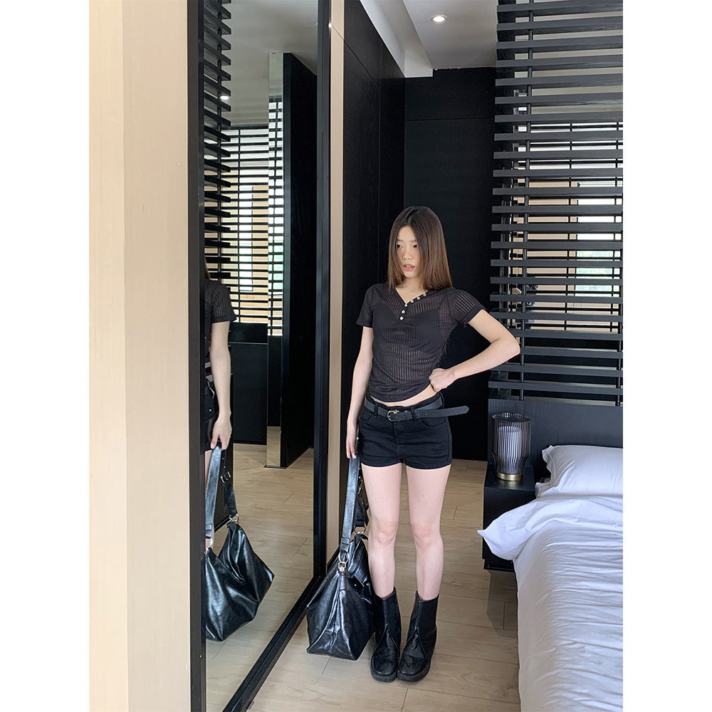 Short Design Elastic Mini Denim Shorts for Women