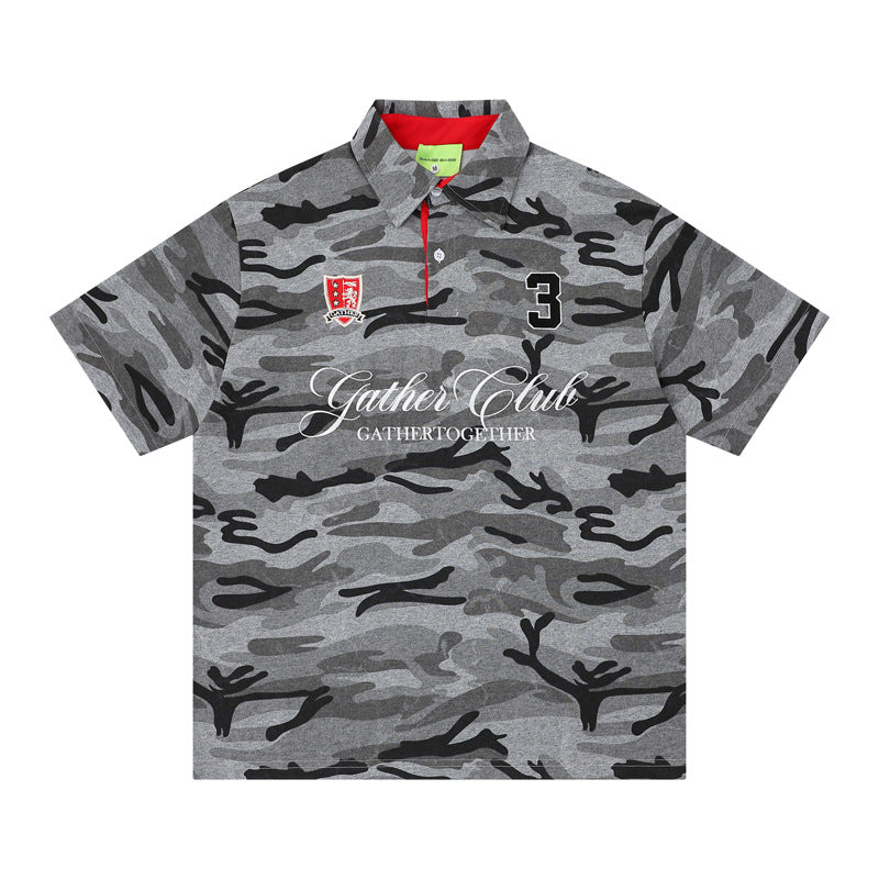 Camouflage Short Sleeve Polo Shirt for Men