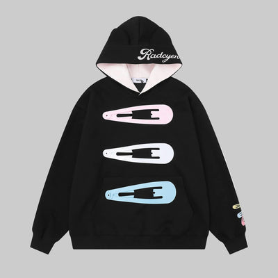 Colorful hair clip hoodie women