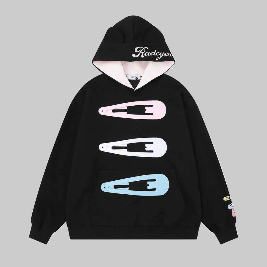 Colorful hair clip hoodie women 