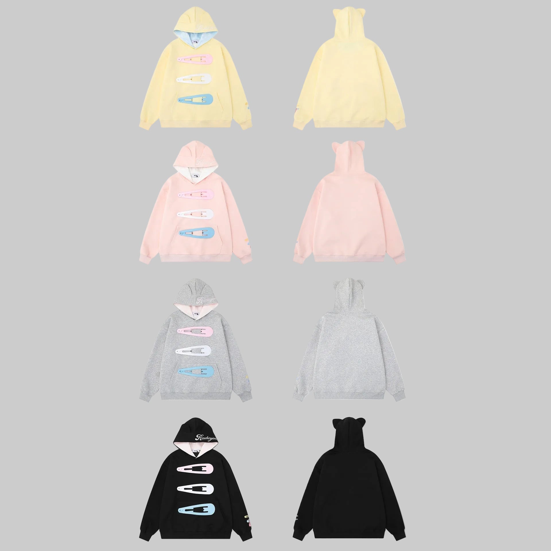 Colorful hair clip hoodie women