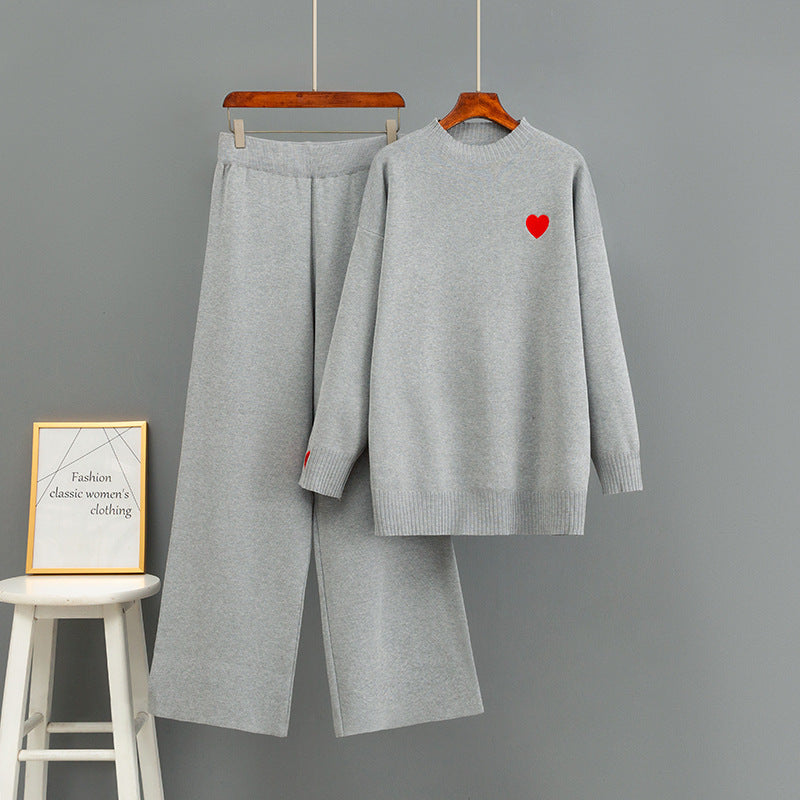 Long sleeved wide leg pants two-piece set for women