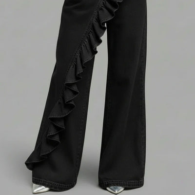 Vintage Irregular Mid-Waist Genuine Denim Pants