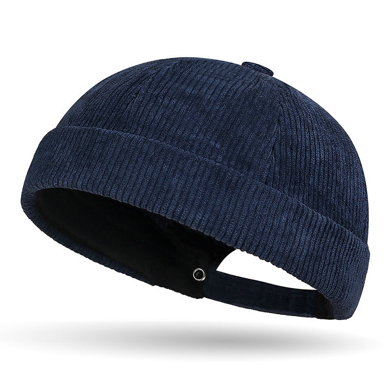 Solid color coarse corduroy melon skin hat