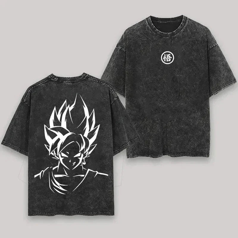 Anime Vintage Washed T-Shirt Oversized Streetwear Tee