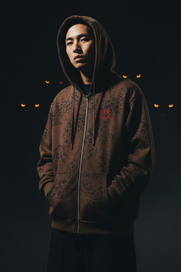 Leopard Zip Hoodie RYNEX NOIR